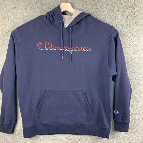 Champion Spellout Hoodie Mens Extra Large Blue Sweatshirt Outdoor Athletic Gym - Picture 1 of 12